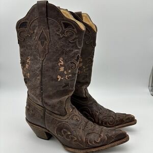 Corral Boots Womens Size 8.5M Brown Genuine Lizard Western Cowboy Pointed Toe